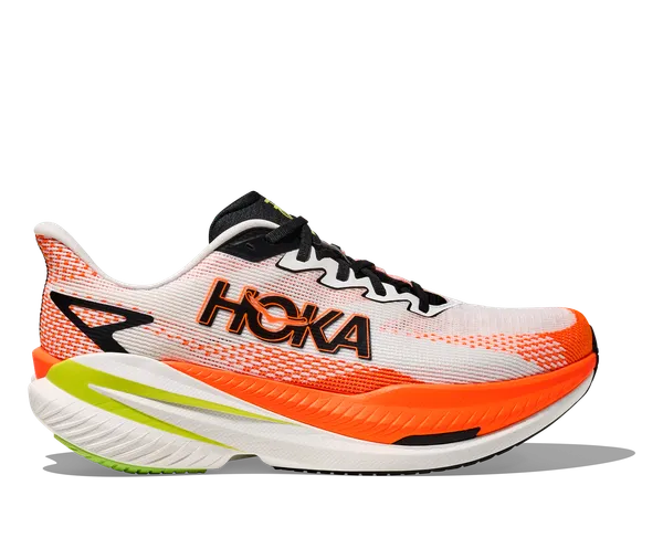 HOKA ONE ONE MACH X3 MENS WHITE / NEON TANGERINE